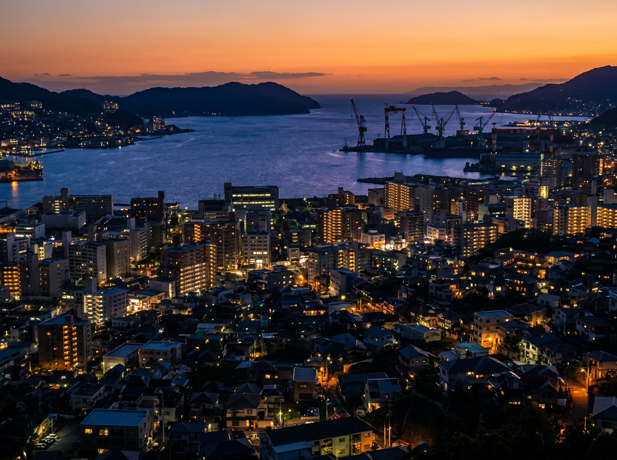 長崎港の夕景 — Day 2・3の宿泊拠点